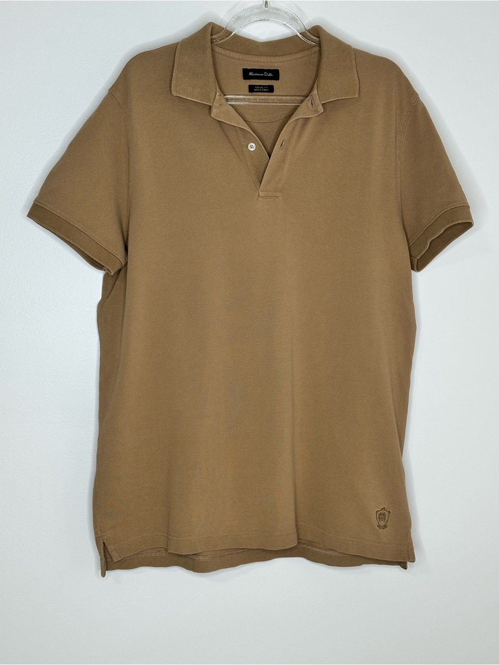 Massimo Dutti Beige Cotton Polo Shirt Casual Fit Size M - Picture 2 of 8